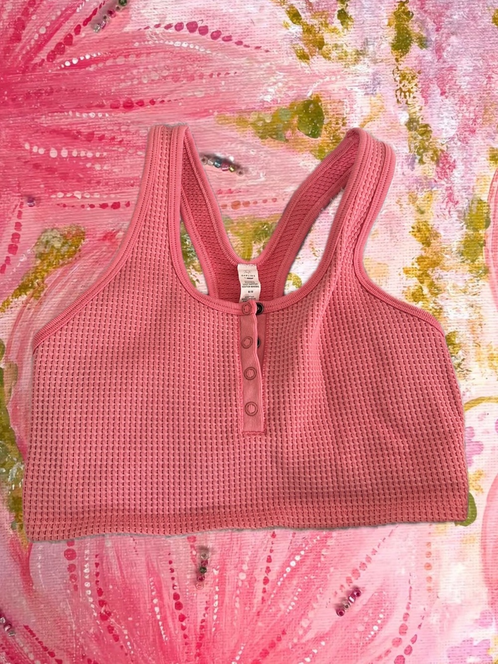 Aerie ribbed Snap-Front Sports Bra in Dusty Rose